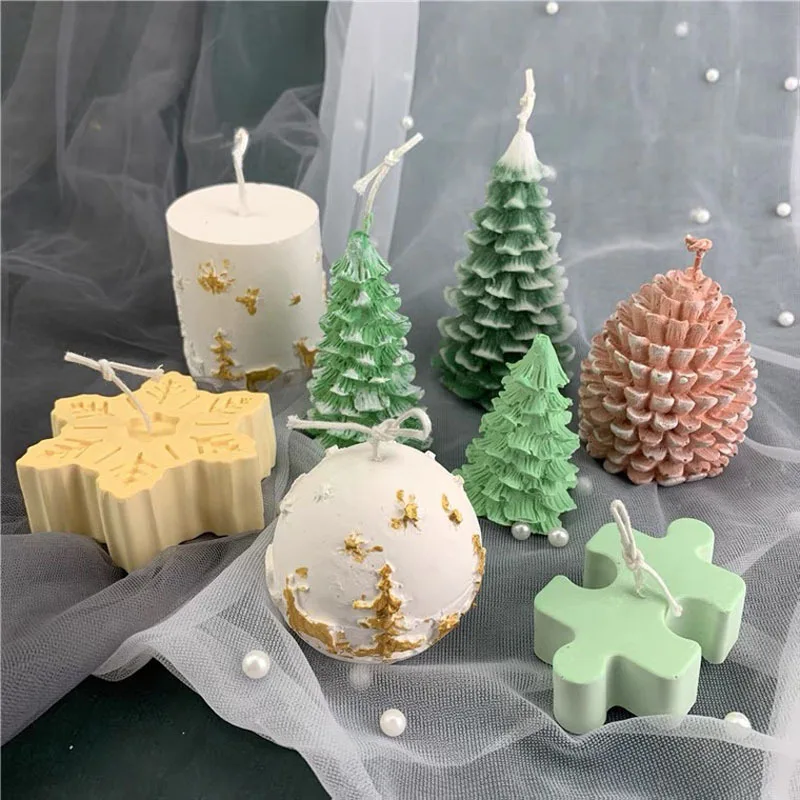 

Wholesale Silicone Mold 3D Christmas Tree Cake Chocolate Shape Silicone Candle Molds INS Carving Candle Molds