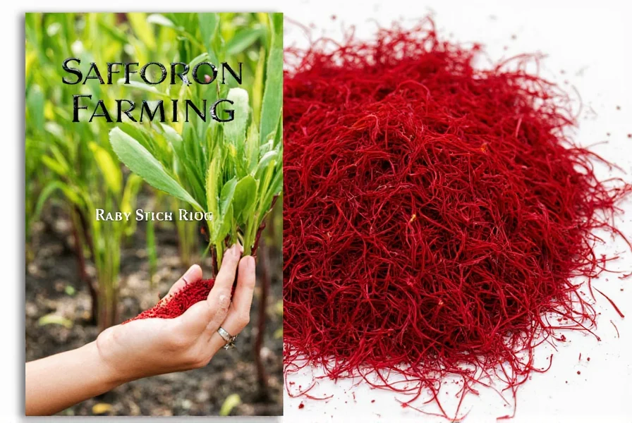 Farm workers carefully extracting saffron stigmas from freshly picked crocus flowers
