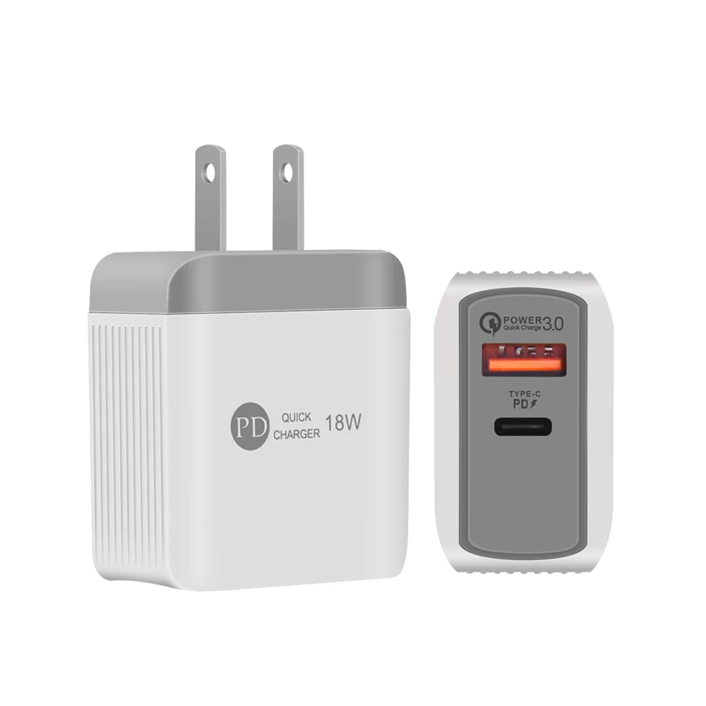

Free shipping USA for iPhone charger PD18W Universal Mobile phone charger QC3.0 usb wall fast chargers, White