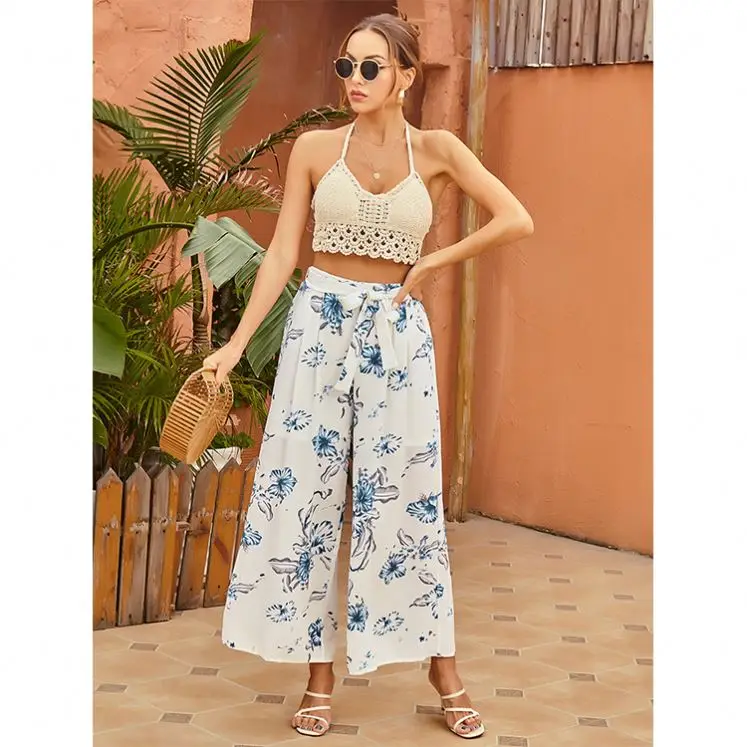 

PEARL pantalon femme Flower Printed Loose High Waist Woman Pants 2021 Women's Trousers & Pants