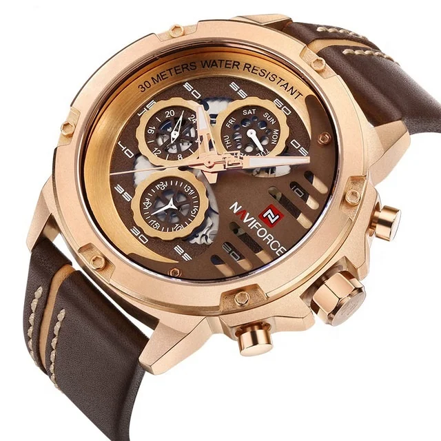 

NAVIFORCE Watch 9110 Brand Luxury Waterproof Military Wristwatches Genuine Leather Quartz Watches Men Wrist Relogio Masculino, According to reality
