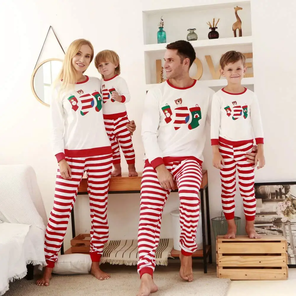 

2021 Hot style home wear pajamas long sleeve Christmas matching family pajama set