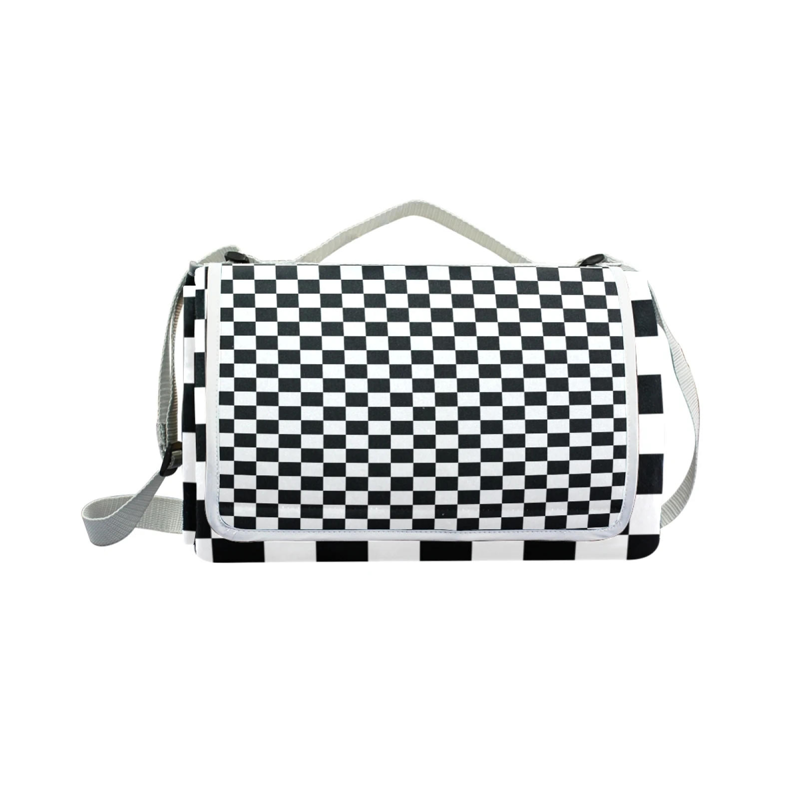 

Custom Black And White Check Outdoor Beach Mat Waterproof Extra Large Picnic Blanket