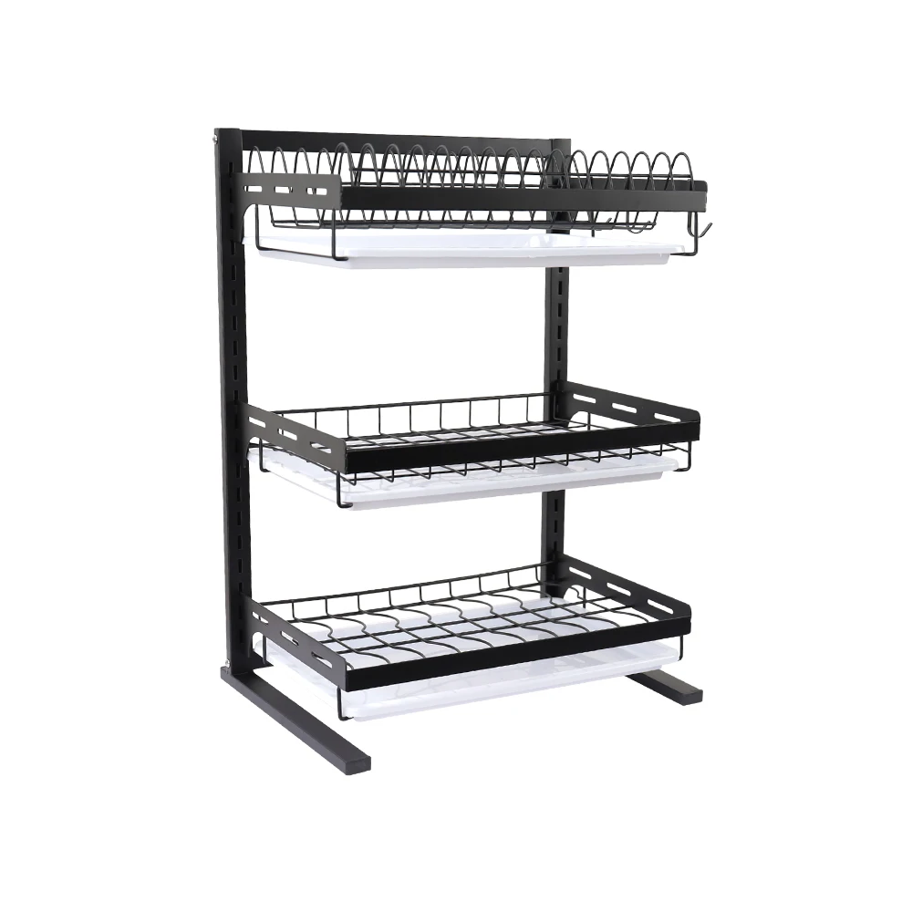 

China supplier 3 tier stainless steel dish drying rack over sink kitchen, Black
