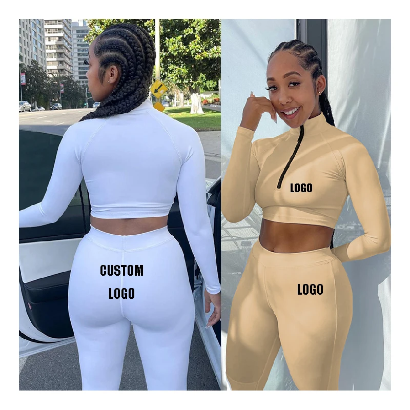 

Free shipping Custom Tracksuit Crop Top And Trousers Pants Fall Clothing Clothes Set Women 2 piece Pant Sets For Women Clothes