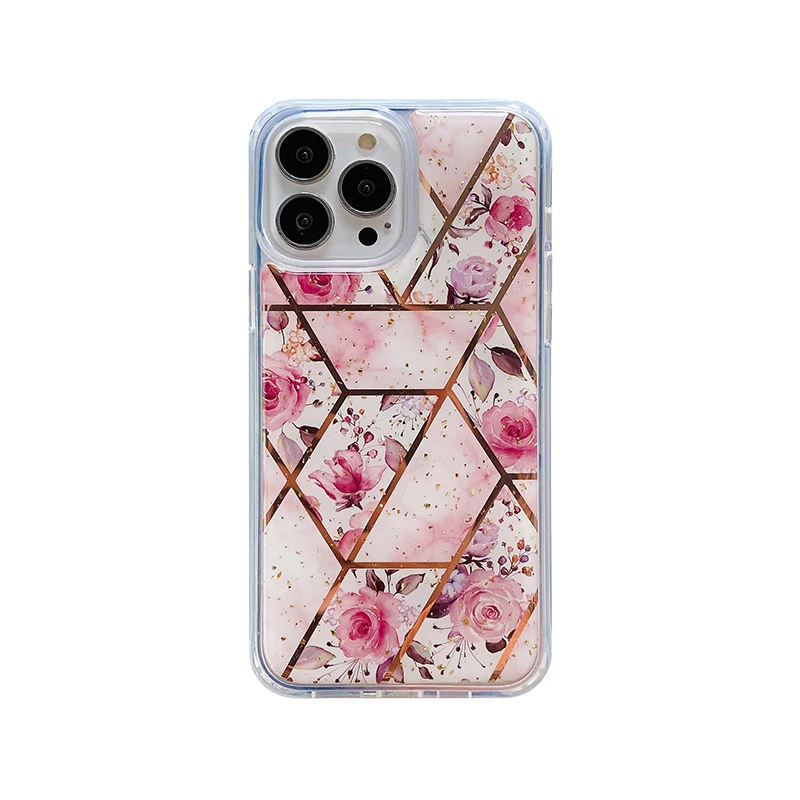 

Luxury Girly Epoxy Marble Flower Bling Cell Phone Case For iPhone Case 14 13 12 11 Pro Max TPU Shockproof Full Cover Case