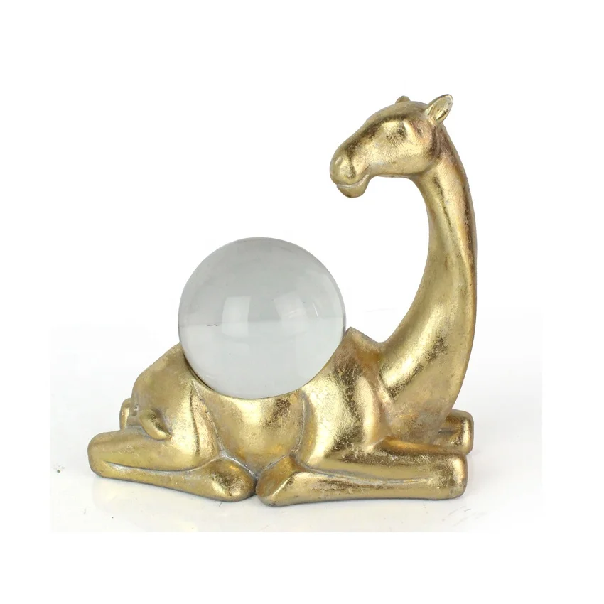 Wholesale crystal ball with gold resin camel sculpture ornaments for home manufacture