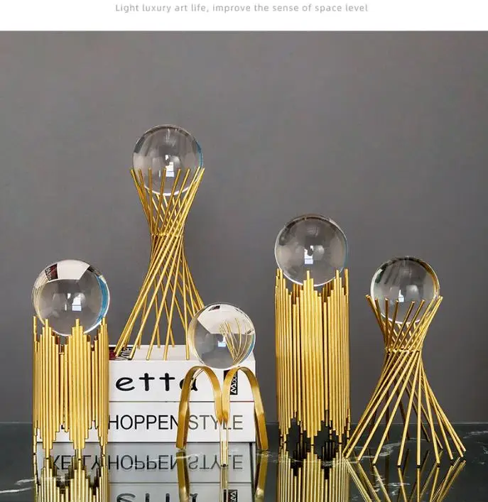 

INS Gifts Souvenir Crystal Ball Wedding Islamic Pieces Golden Deer Metal Gold Modern Decoration Home Decor Luxury Accessories
