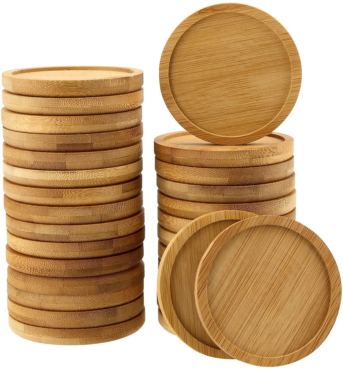 

High quality home decor round shape mould blank natural bamboo wood coaster