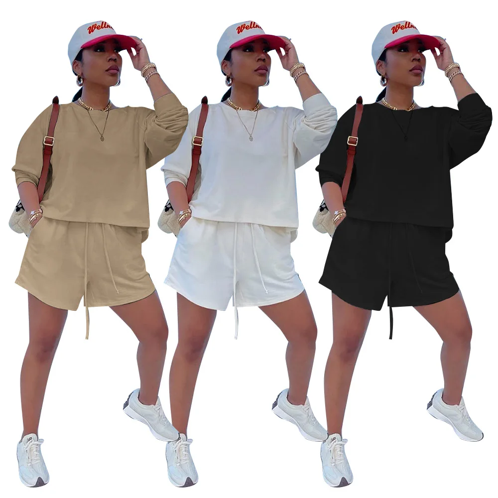 

D80061 Top brand sweatersuit custom two piece set casual all white outfits women clothing long sleeve fall women 2 piece outfits