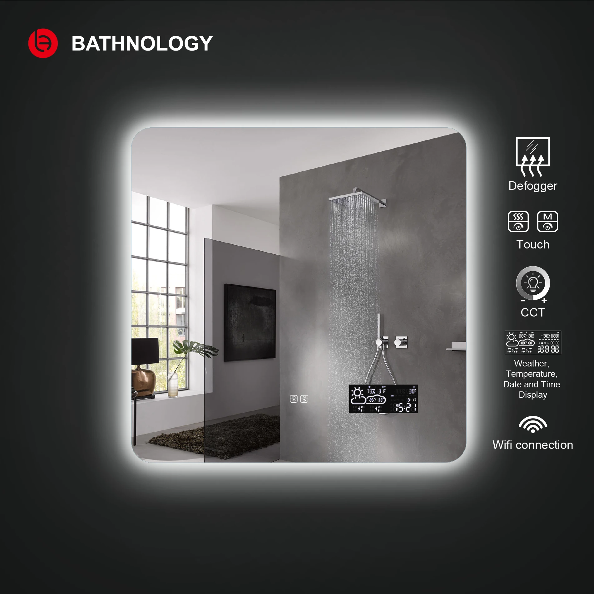 Wall Hanging Vertical MLD8080 Led Light Mirror Touch Sensor Switch bathroom mirror light for bathroom mirror light