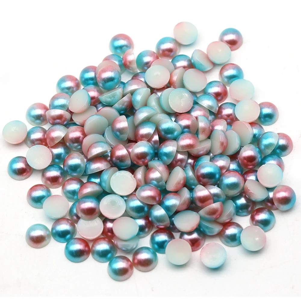 

Lt.Pink & Blue Rainbow 3mm-16mm Imitation Abs Half Pearl Flatback Cabochon For Jewelry Diy, Lt.pink & blue rb