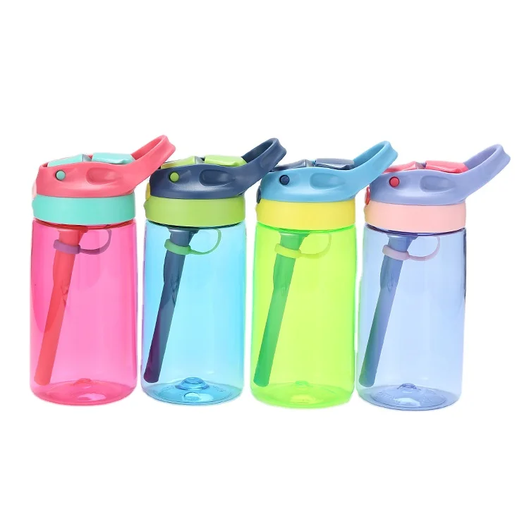 

Wholesale Customized 450ml Kids Drinking Bottle Plastic Drink Kids Water Bottle with Straw PC Summer for Children Rectangle, Colorful