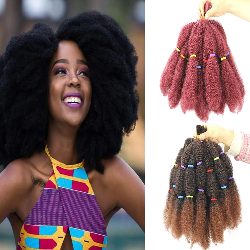 

Marley Locs Braid Twsit Afro Kinky Curly Crochet Braiding Hair In Synthetic Hair Extension for African Women Hairstyles Braids, Pink,black