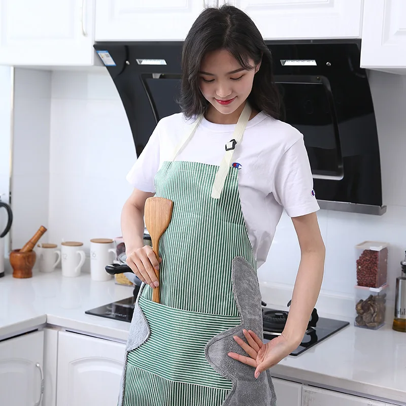

Home Kitchen Wipe Hands Apron Sleeveless Large Pocket Coral Velvet Waterproof Oil-proof Aprons