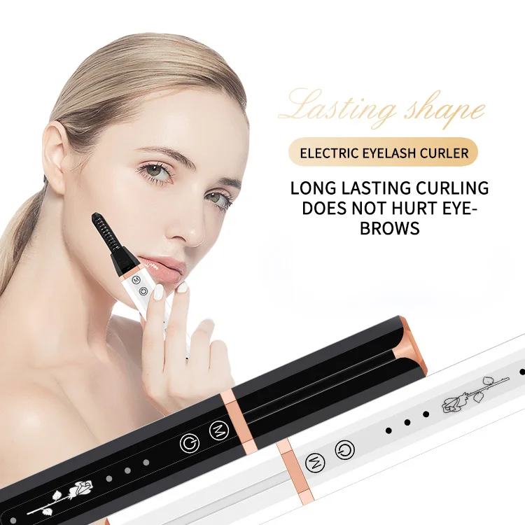 

2021 Newest Electric Heated Eyelash Curler Portable USB Rechargeable Heating Eyelash Curler, White/black/pink