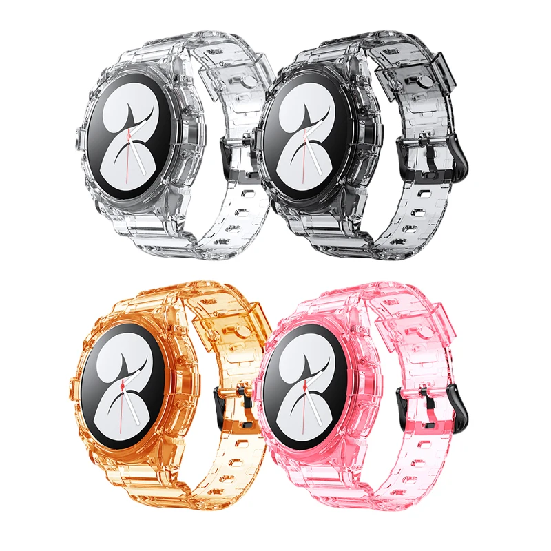 

TPU Watchband for Samsung Galaxy Watch 4 40mm Newest Sport Strap Transparent Band+Case for Correa Galaxy Watch Band