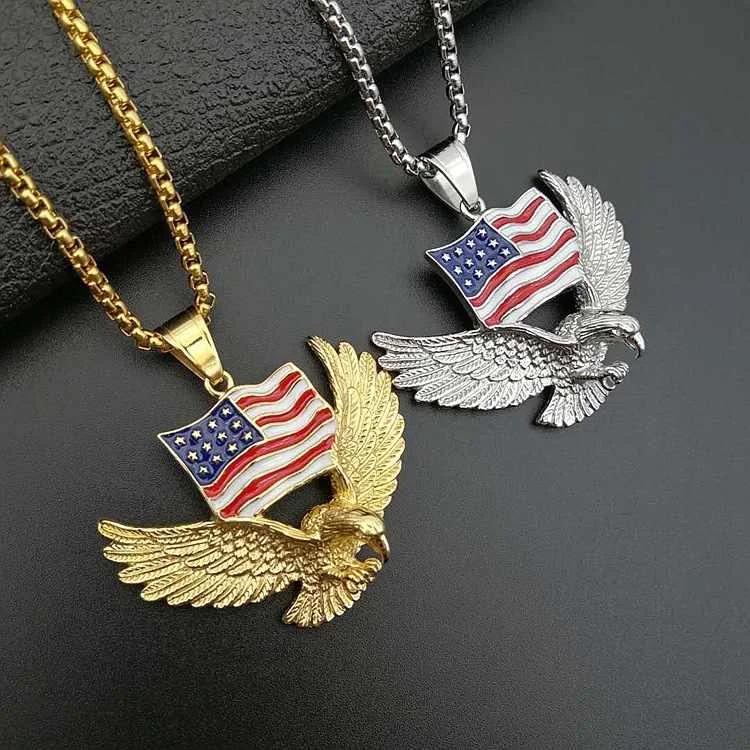 

New stainless steel american flag eagle pendant necklace, As picture shows