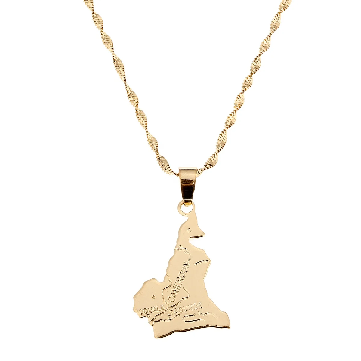 

Gold Color Cameroon Map Flag Pendant Necklace Women Men Fashion Cameroun Charm Jewelry