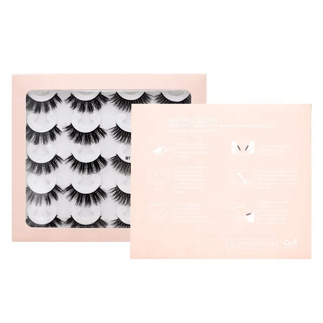 

BEAU FLY Hot Selling 10 Pairs Faux Mink Eyelash 8D Full Strip Natural False Eyelashes, Black