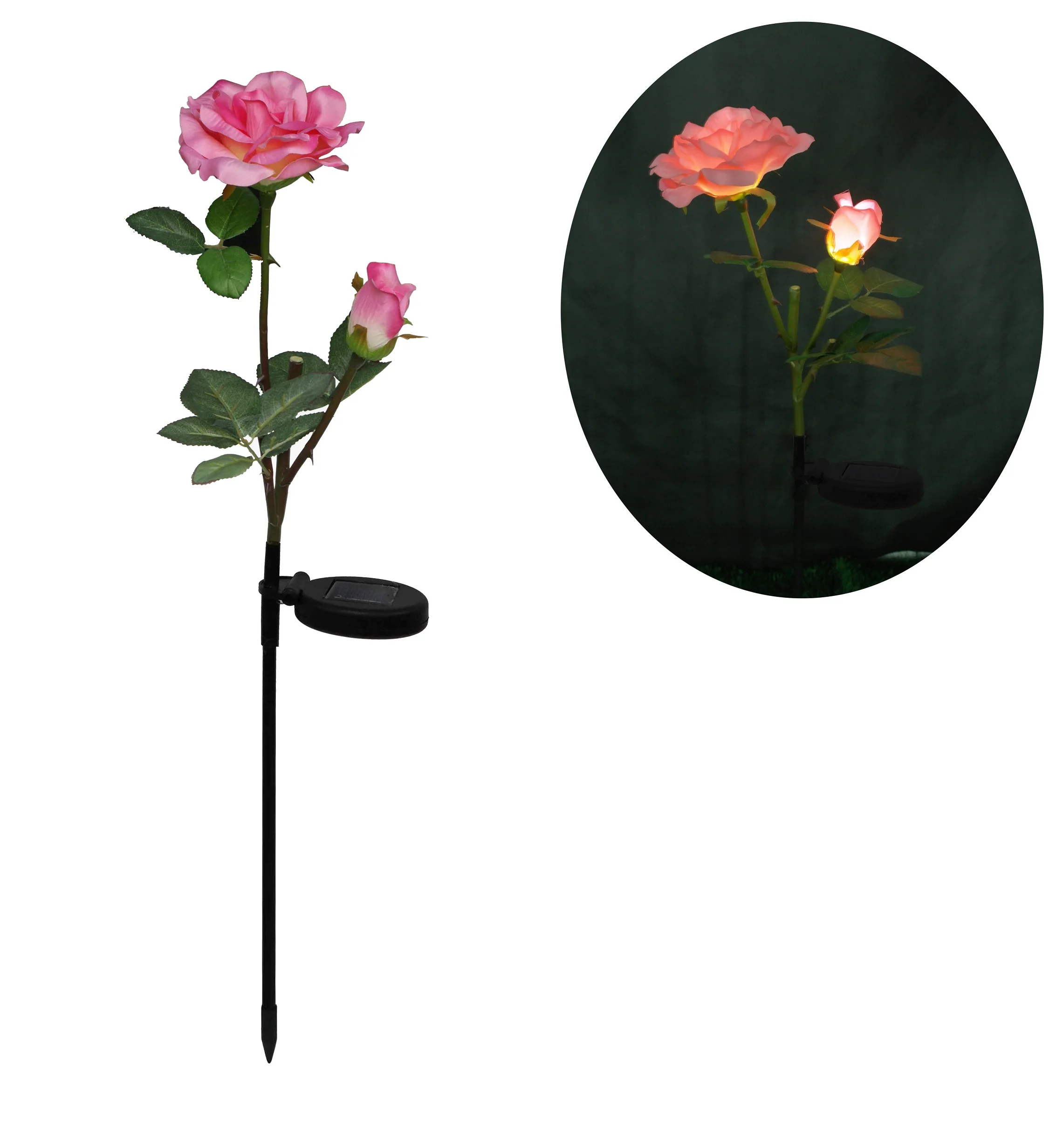 solar rose stake light