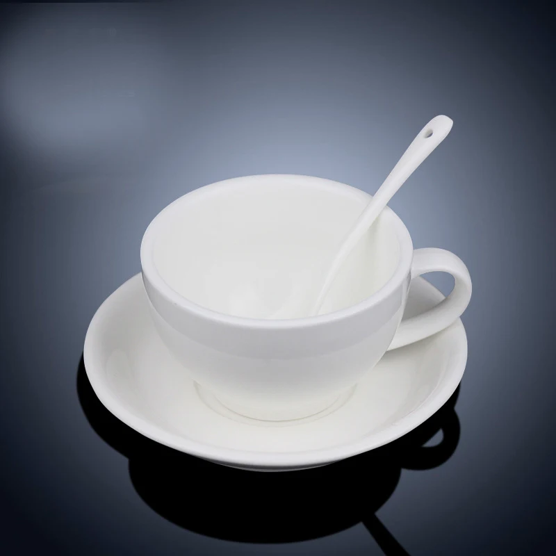 

wholesale plain white  durable ceramic tea cup coffee mug and saucer set, White customized