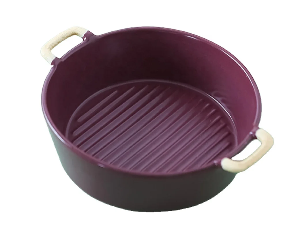 

Creative large capacity binaural soup pot tableware Nordic matte ceramic soup bowl salad bowl baking tray