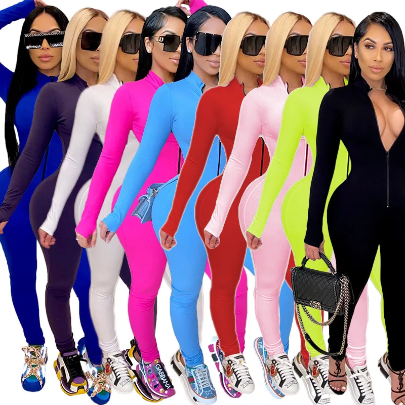 

Good Quality Latest Style Women Fashion Clothing Long Sleeve Jumpsuit Women One Piece Jumpsuits And Rompers, White,pink,red,purple,black,rose red,royal blue,bright yellow