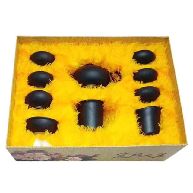 

2021 hot sales Exquisite black pottery heatable tea pot with tea cup set