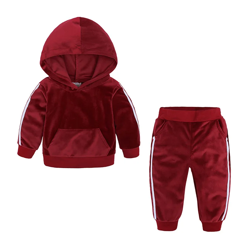 High Quality Children Jogging Baby Boy Girls Jogger Sets Velvet Kids