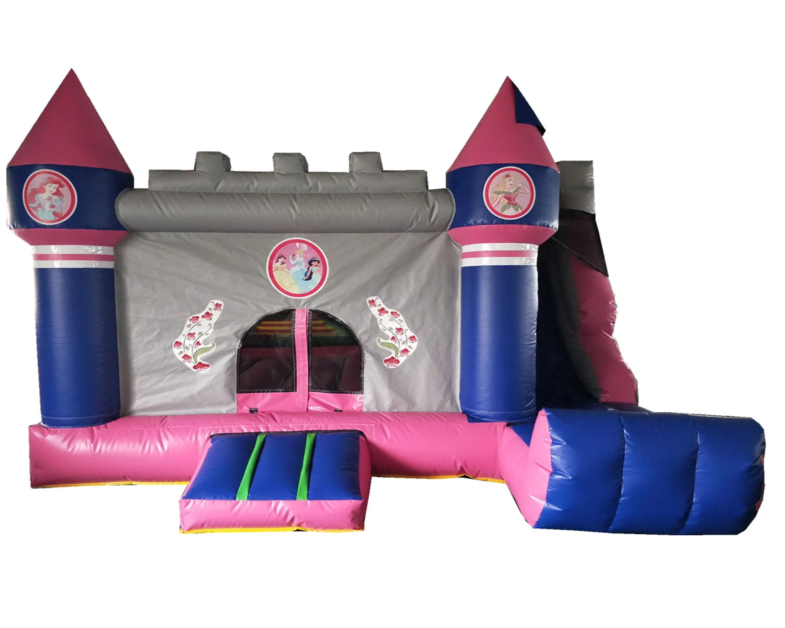

Cartoon Pink princess small inflatable bouncer with slide for sale, Multi-color, according to your request