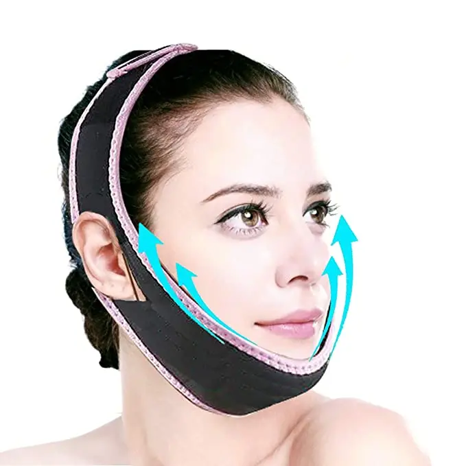 

Face Lifting Bandage V-line Face Chin Cheek Lift Up Slimming Band Anti Wrinkle Shaper Strap Belt, Black&pink