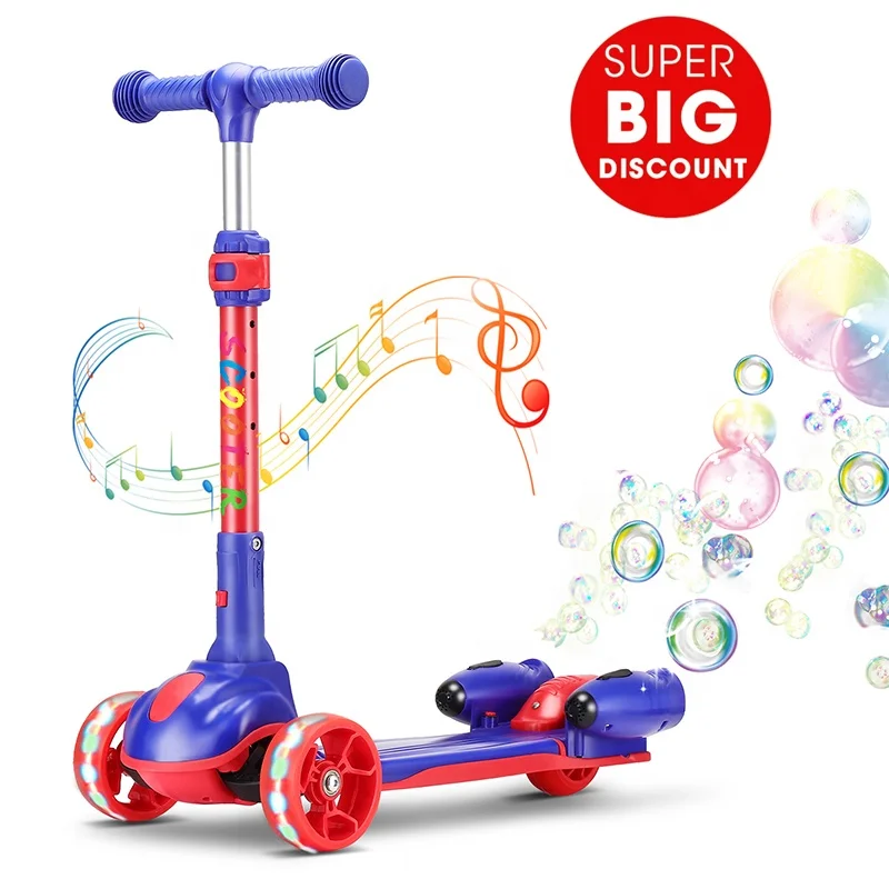 

High Quality Custom Adjustable Folding Spray Bubble Kids Kick Foot Scooter For Children