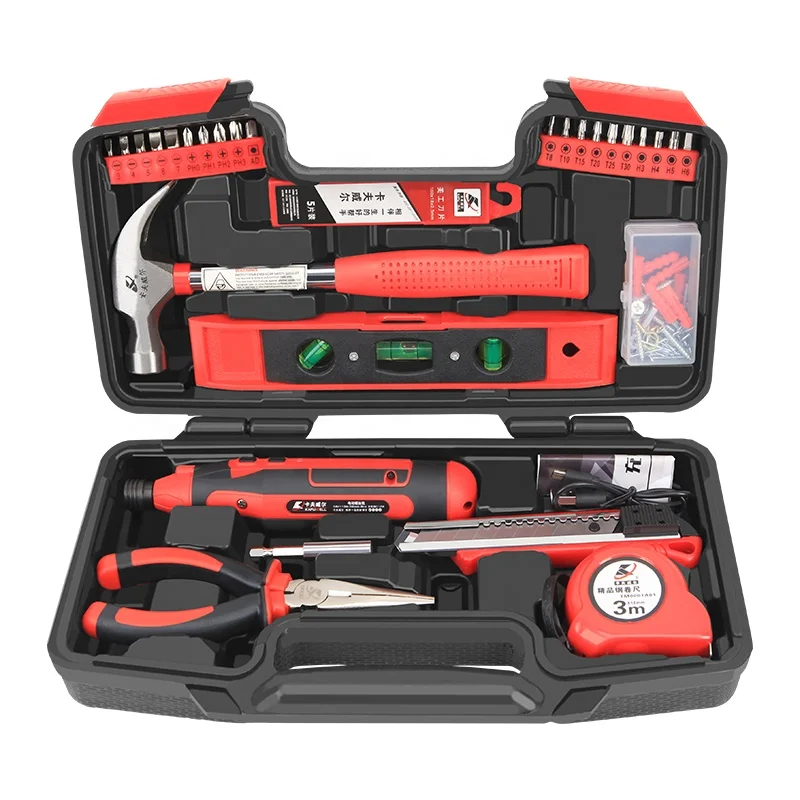 

KAFUWELL 29PCS Household tools set with a cordless screwdriver hot selling DIY hand tool set bricolage tool set