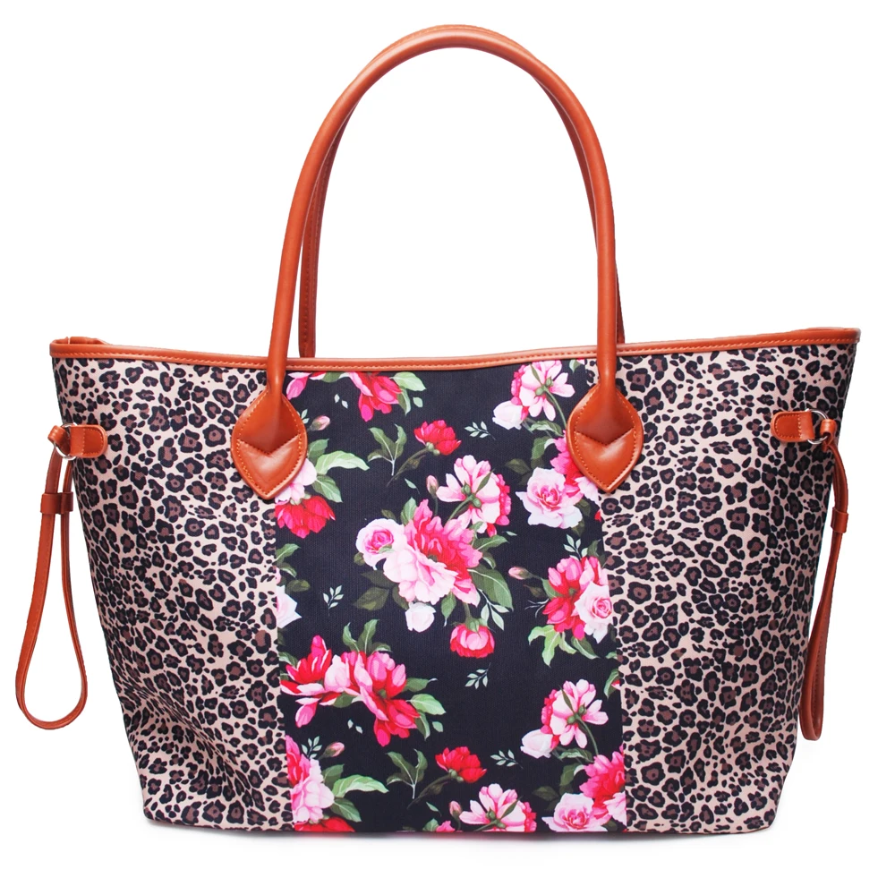 

Top Handle PU Faux Leather Tassel Shoulder Tote Bag with Leopard And Flower Pattern DOM113-1185