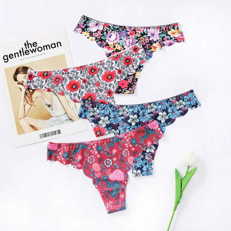 

New design women's panties printing bikini t back thong ladies seamless breathable thongs, As picture shown