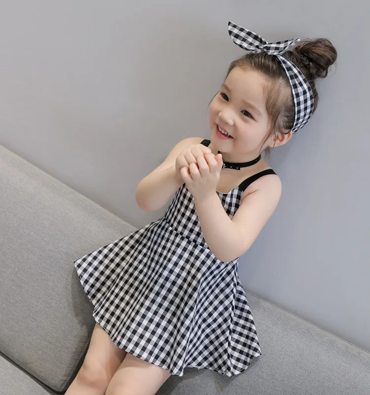 

Girls Plaid Sling Skirt Children's Summer Princess Skirt Dress