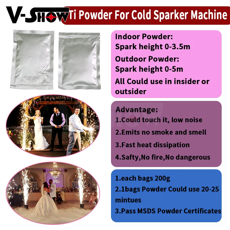 10 Bags 200g Composite Ti Powder for Stage Party Wedding Special Machine Vacuum Packing Use for wedding show Club party