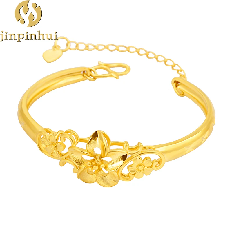 

JINPINHUI jewelry Women's gold-plated vietnamese sand gold three flower bracelet