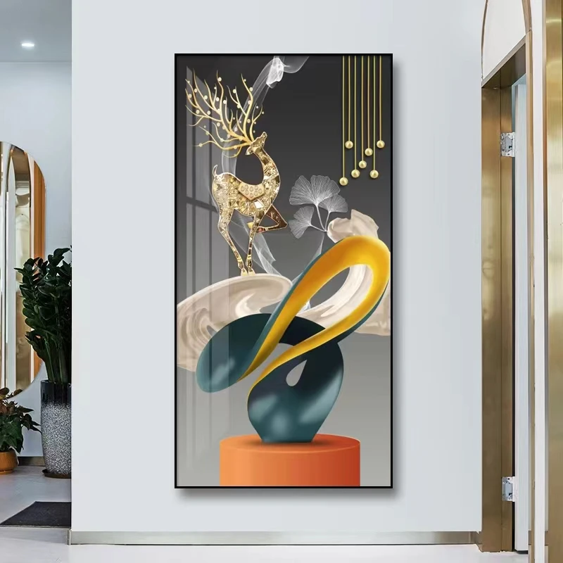 100X50CM  New Large Aluminum Alloy Frame Crystal Home Gallery Hanging Wall Decor Artwork Painting Dropshipping for Living DDP