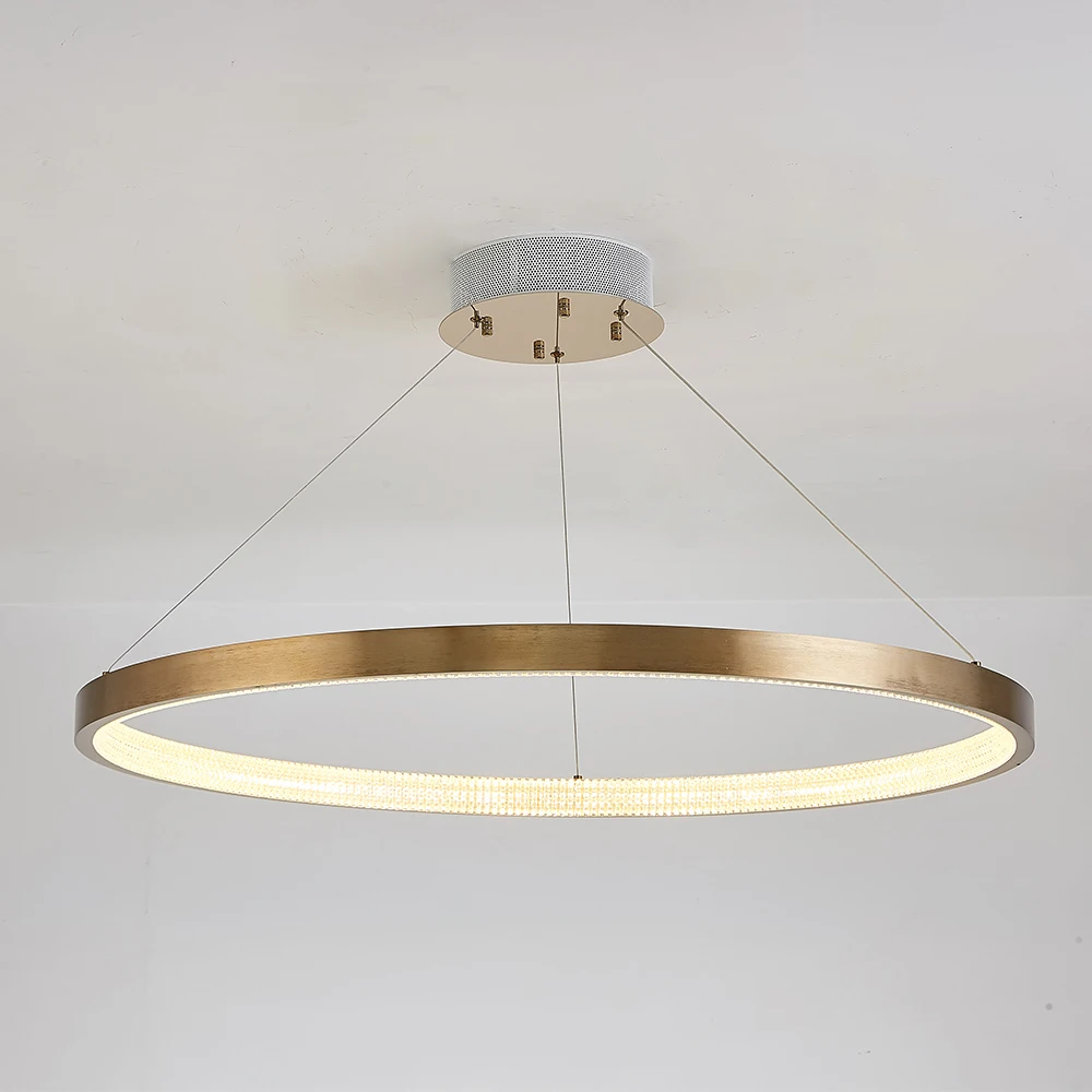 Modern Circular led  Pendant Light chandelier Rings Gold finish led crystal chandelier