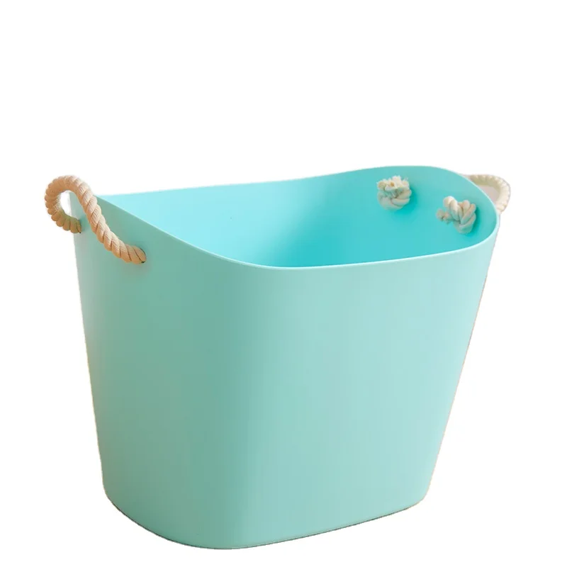 

High quality useful linen cotton rope design storage plastic laundry basket with handles