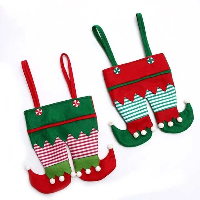 

Christmas candy bags restaurant wine gift bags red green pants shape gift bags
