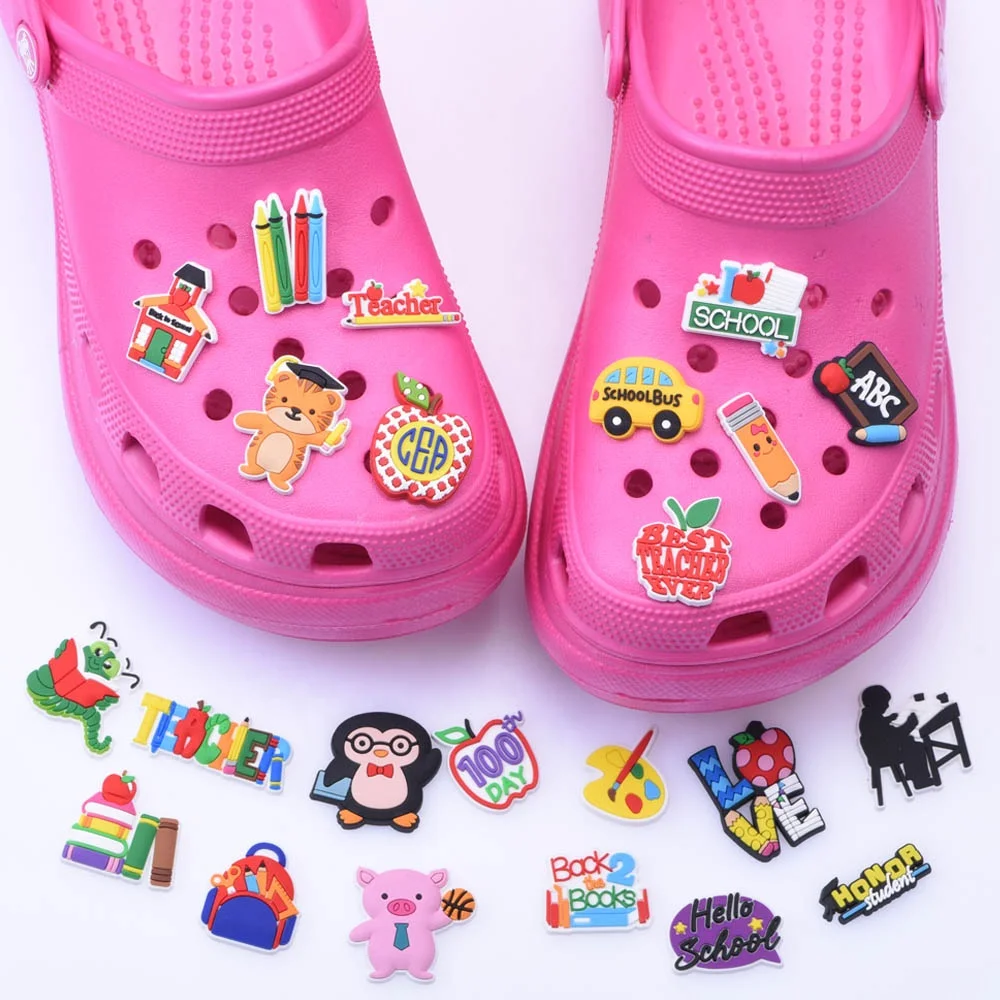 

2020 Custom Cartoon 3d Soft designer designer charm with school theme