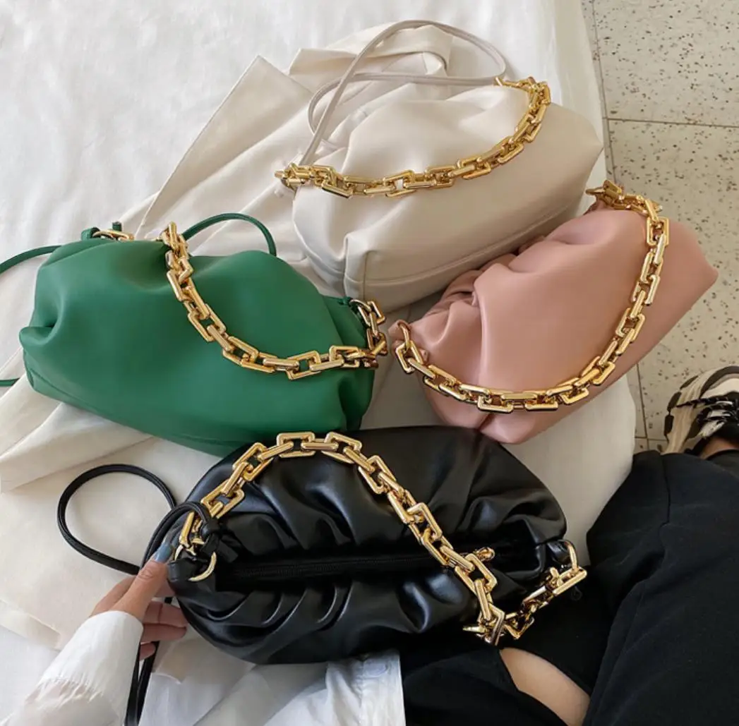 

Cloud bag fashion armpit bag thick chain bags, White, green, black, pink
