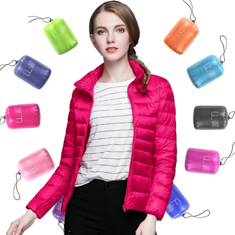 

Good quality lady winter jacket coat 100% white duct down jacket coat lightweight jacket coat, Red / black / navy / rose red / red / pink / purple / khaki