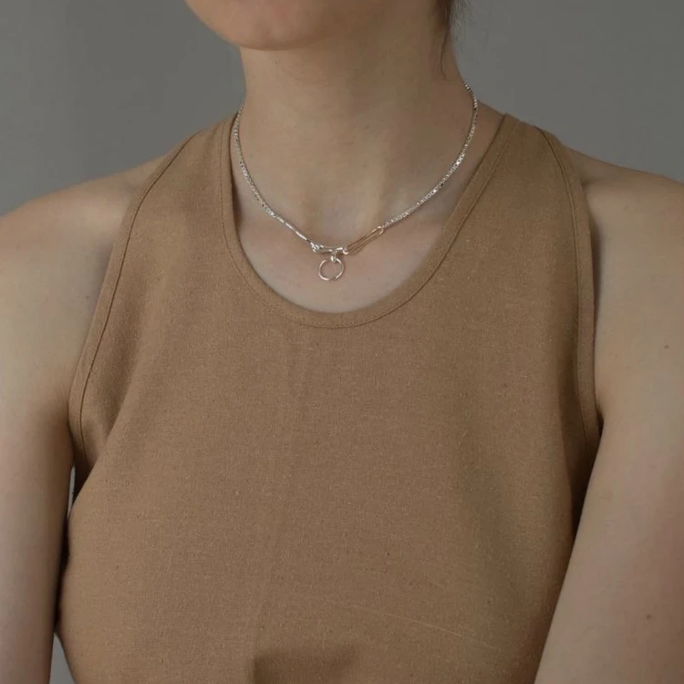 

Dazan New Fashionable Cold Style Cadena De Hombre Irregular Silver 925 Necklaces Dtina Jewelry Juwelry For Women for Party