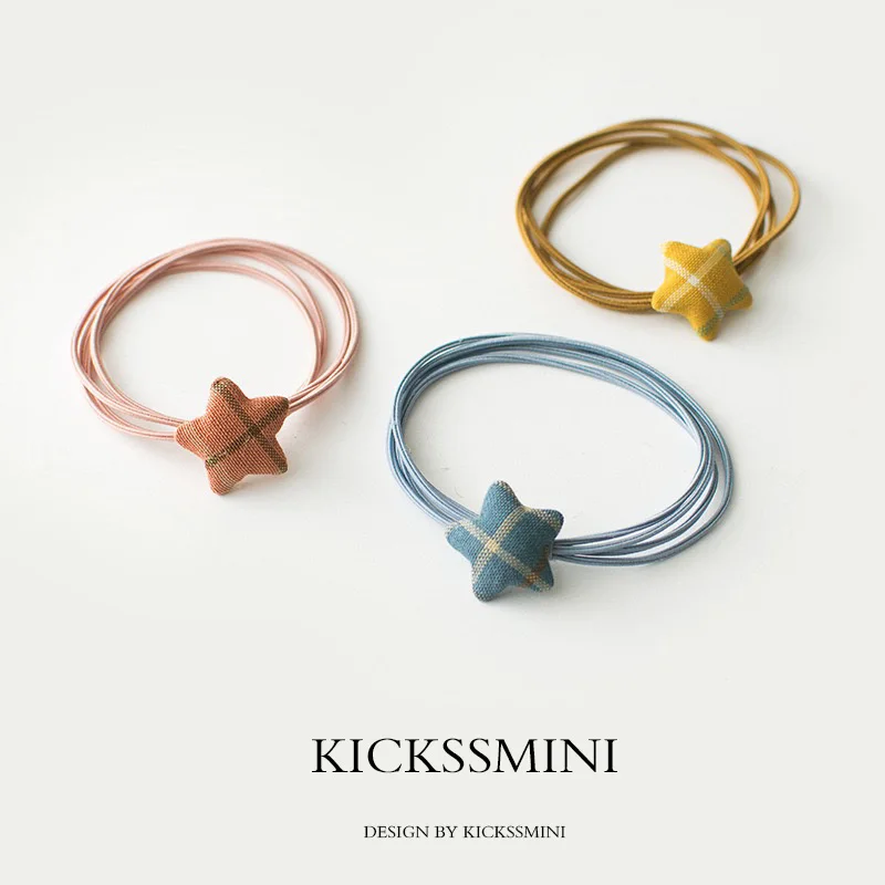 

KICKSSMINI Fabric Five-Pointed Star Hair Rope Hair Tie New High Elastic Head Rope Rubber Band Spring Female Star Series SRZ03, Many colors