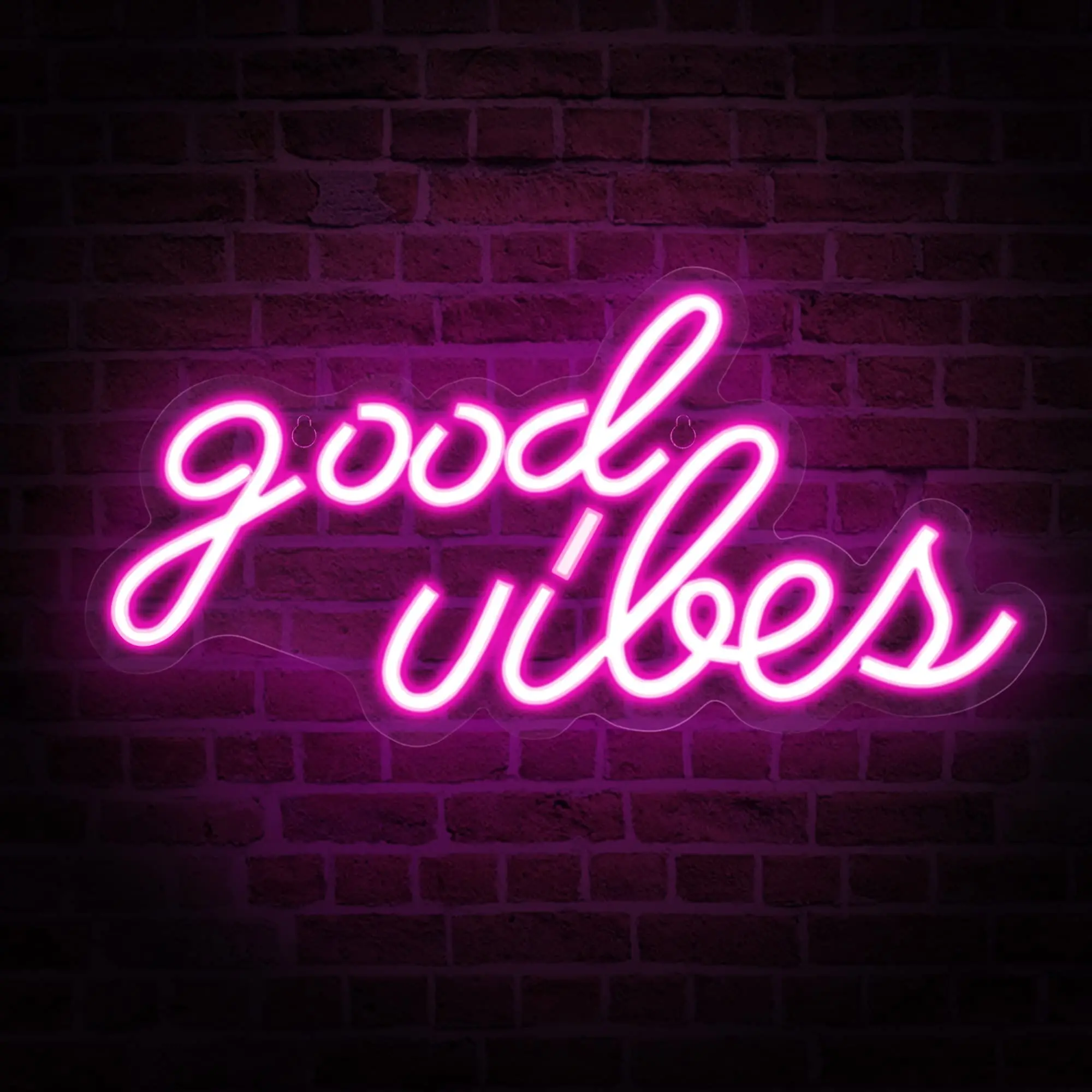 

Factory Wholesale Drop Shipping Waterproof Pink Good Vibes Acrylic Electronic signs Custom 3d Led Neon Light Sign for Bedroom