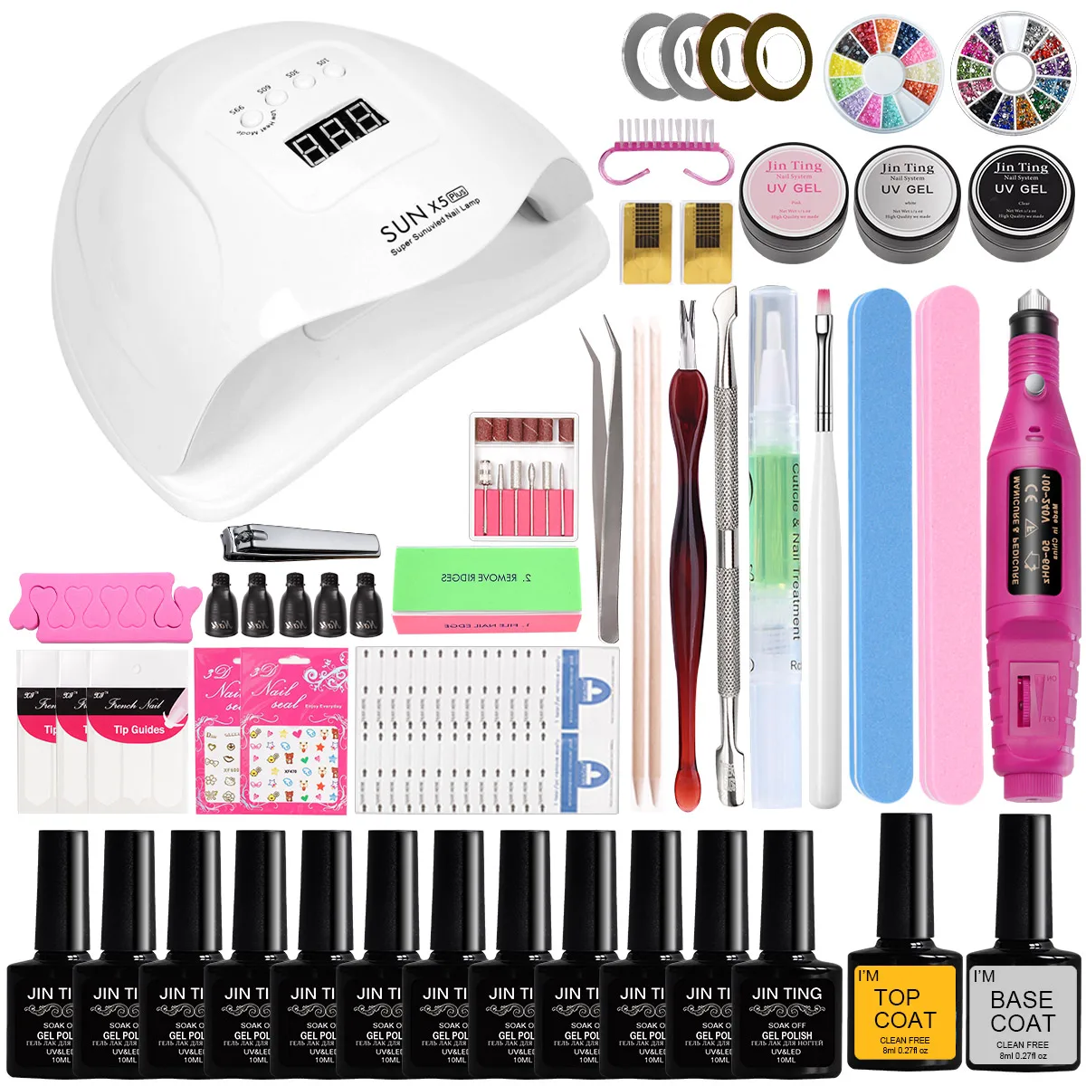 

MEETNAIL Varnish Semi-permanent Nail Kit 12 colors private label OEM manicure set with electric nail drill nail art tools